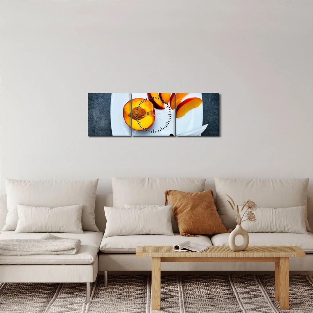 Obraz brzoskwini (z zegarem) (90x30 cm)