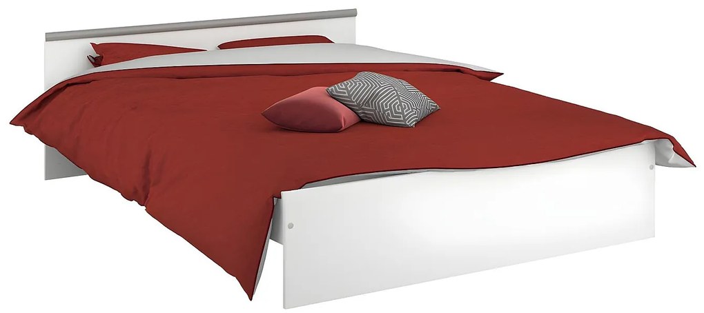 Łóżko ze skrzynią – 2 szuflady i 1 wnęka – 140 × 190 cm – kolor biały - PABLO