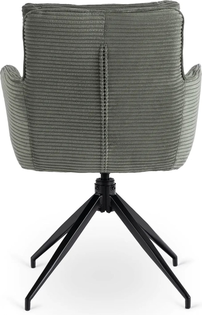 Krzesło Tapicerowane Obrotowe do Salonu AKITA Zielone Sztruksowe Nowoczesne