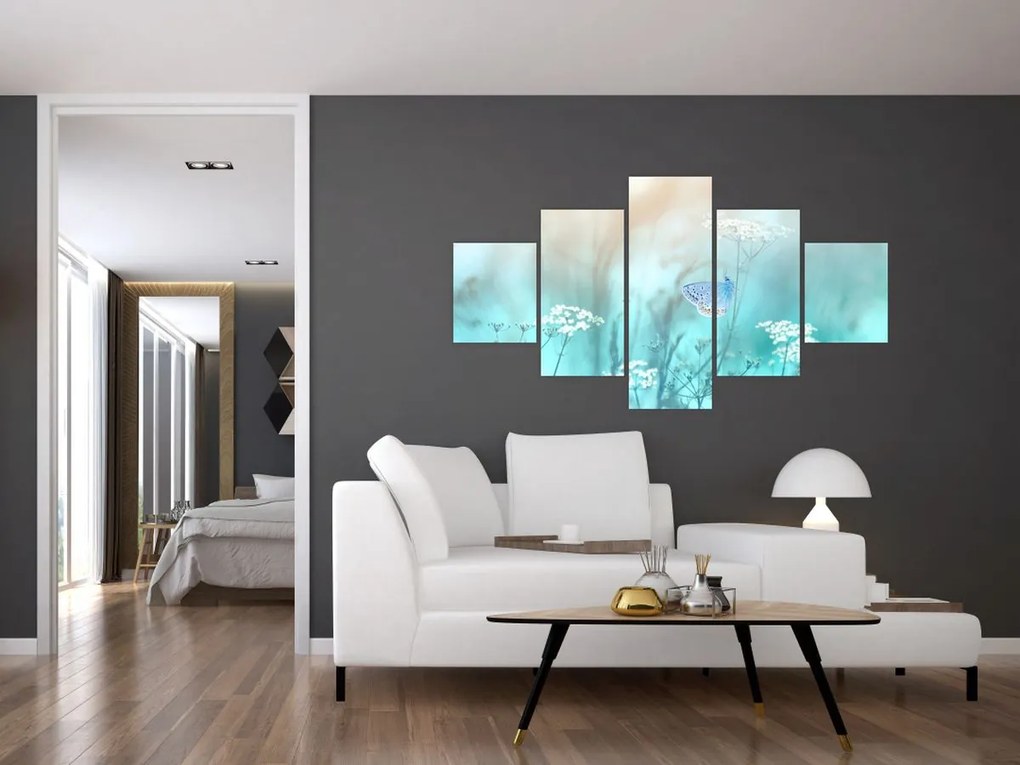 Obraz - Motyl w niebieskim (125x70 cm)