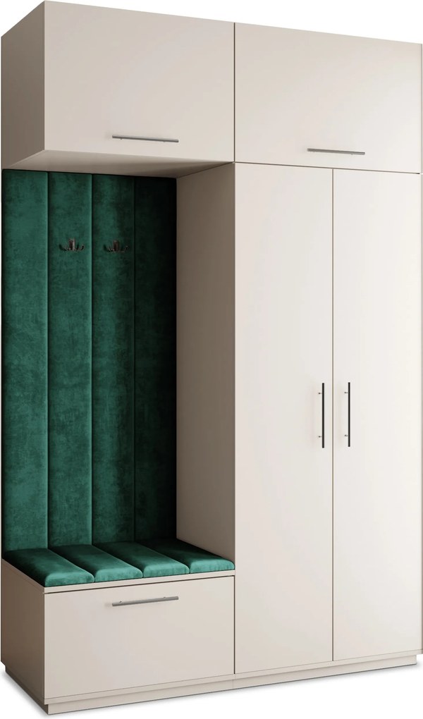 Masseno Garderoba REMA 150/240/60 cm Nowoczesna Szafa do Przedpokoju Kaszmir, MONOLITH 37 (Butelkowa zieleń)