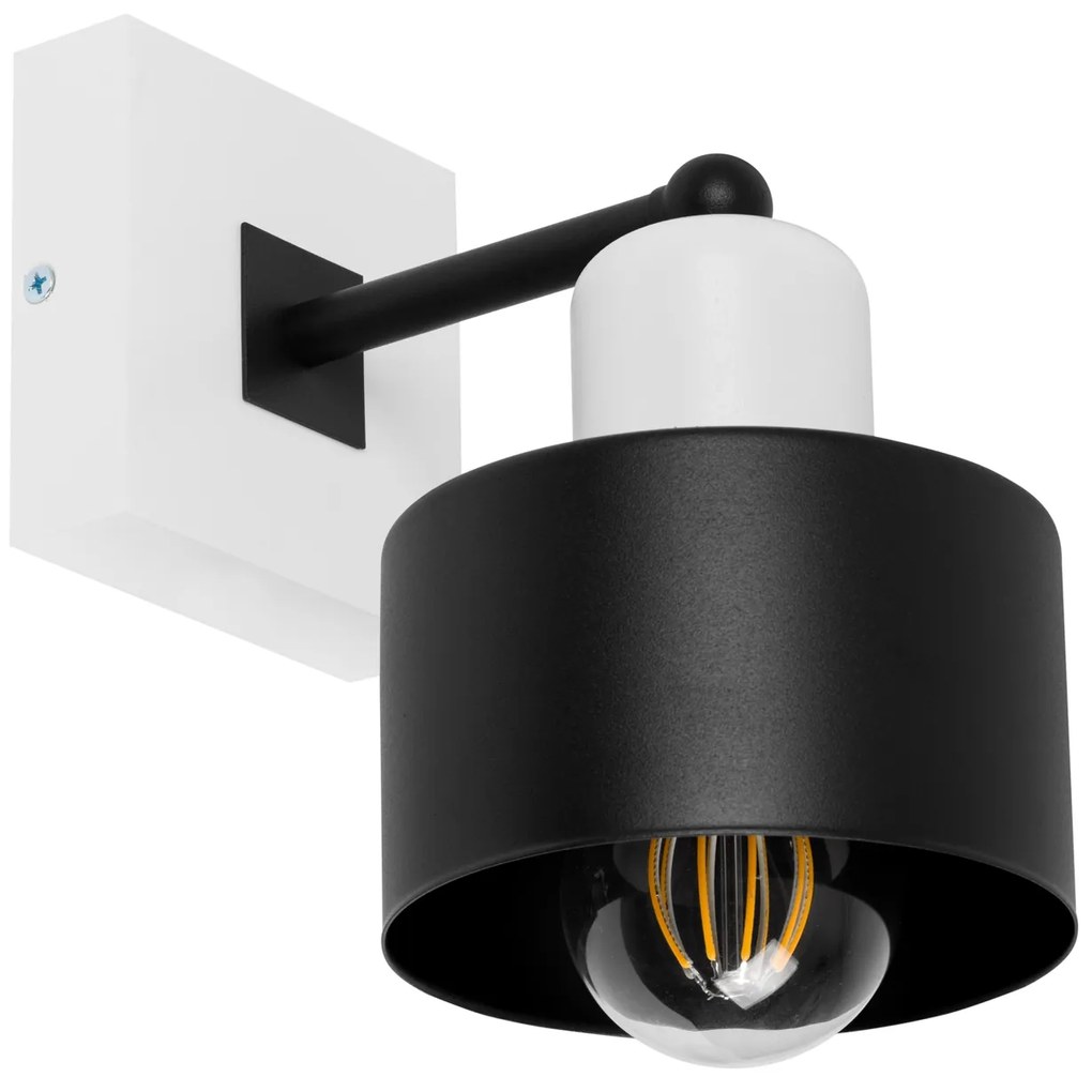 Czarno-biały kinkiet LED WD-SC10x10WE jednopunktowy z litego drewna