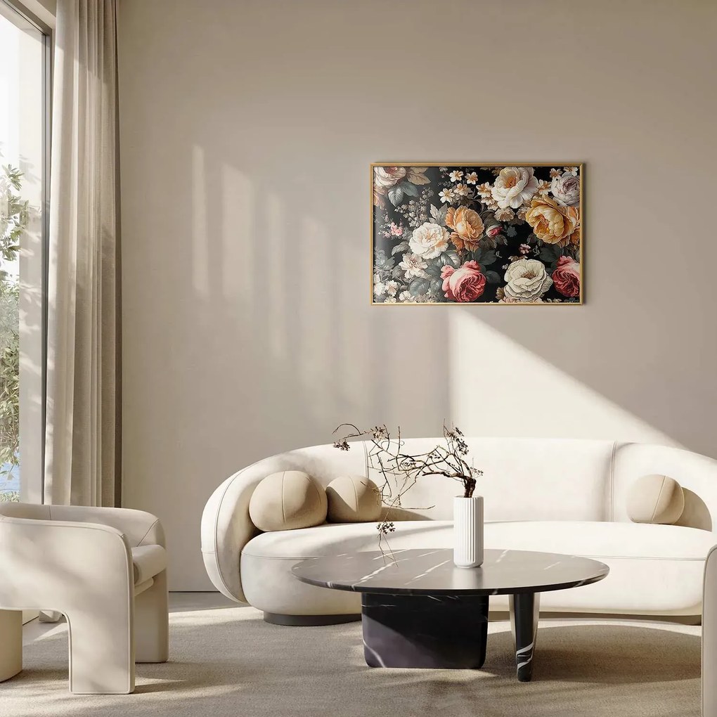 Plakat Kolorowe kwiaty 30x21 cm z ramą złotą bez marginesu ARTGEIST B