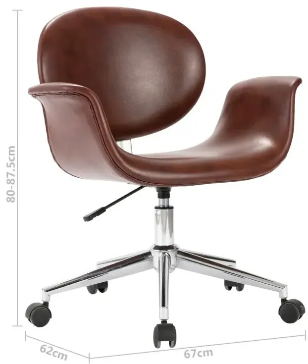 Brązowe obrotowe krzesło biurowe z ekoskóry N3-M57