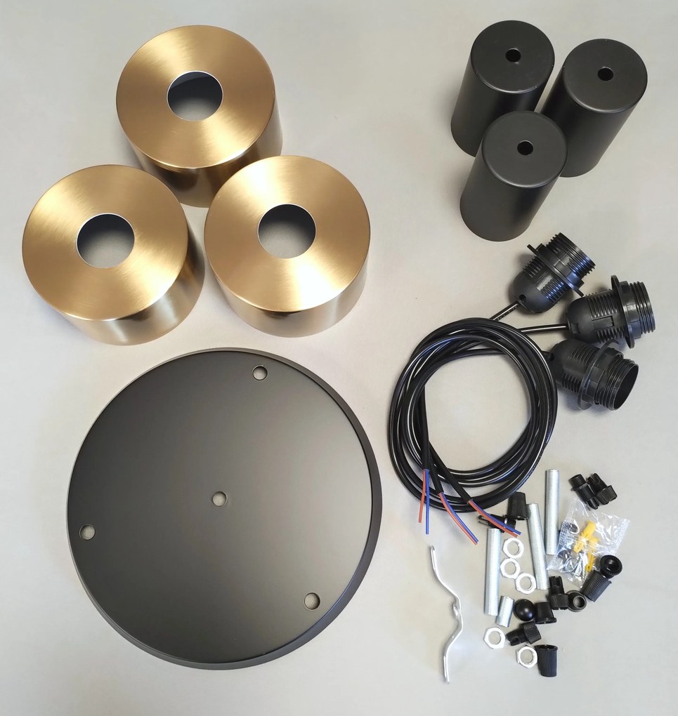 Lampa sufitowa loftowa metalowa wisząca AT26-3SZ-Czarny+Złoty