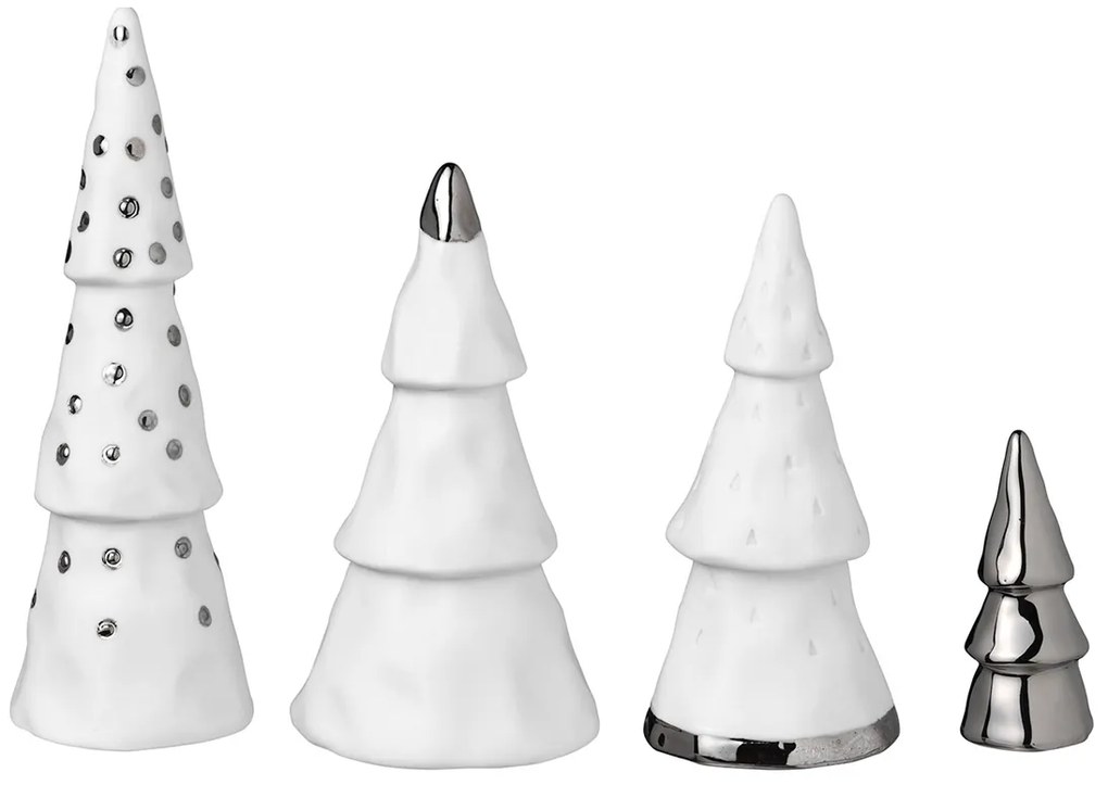 Porcelanowy zestaw WINTER FOREST w srebrnym kolorze, 4 szt.