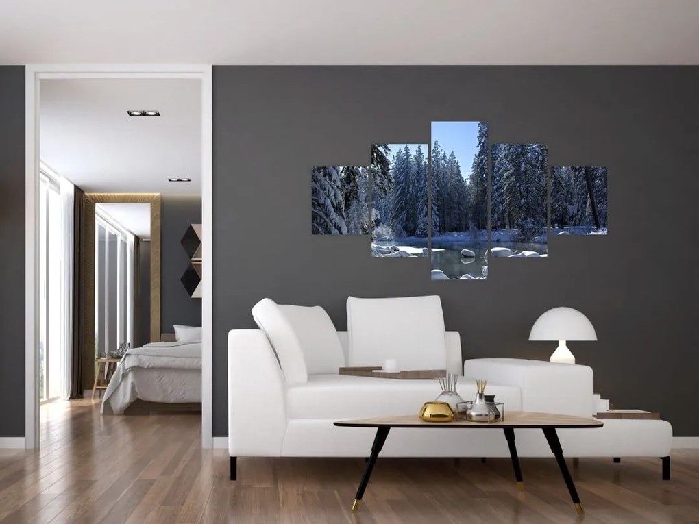 Obraz śnieżnego lasu (125x70 cm)