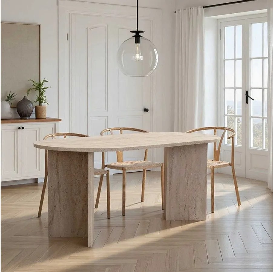 Stół jadalny – 180 cm x 75 cm x 89,5 cm – trawertyn – płyta MDF