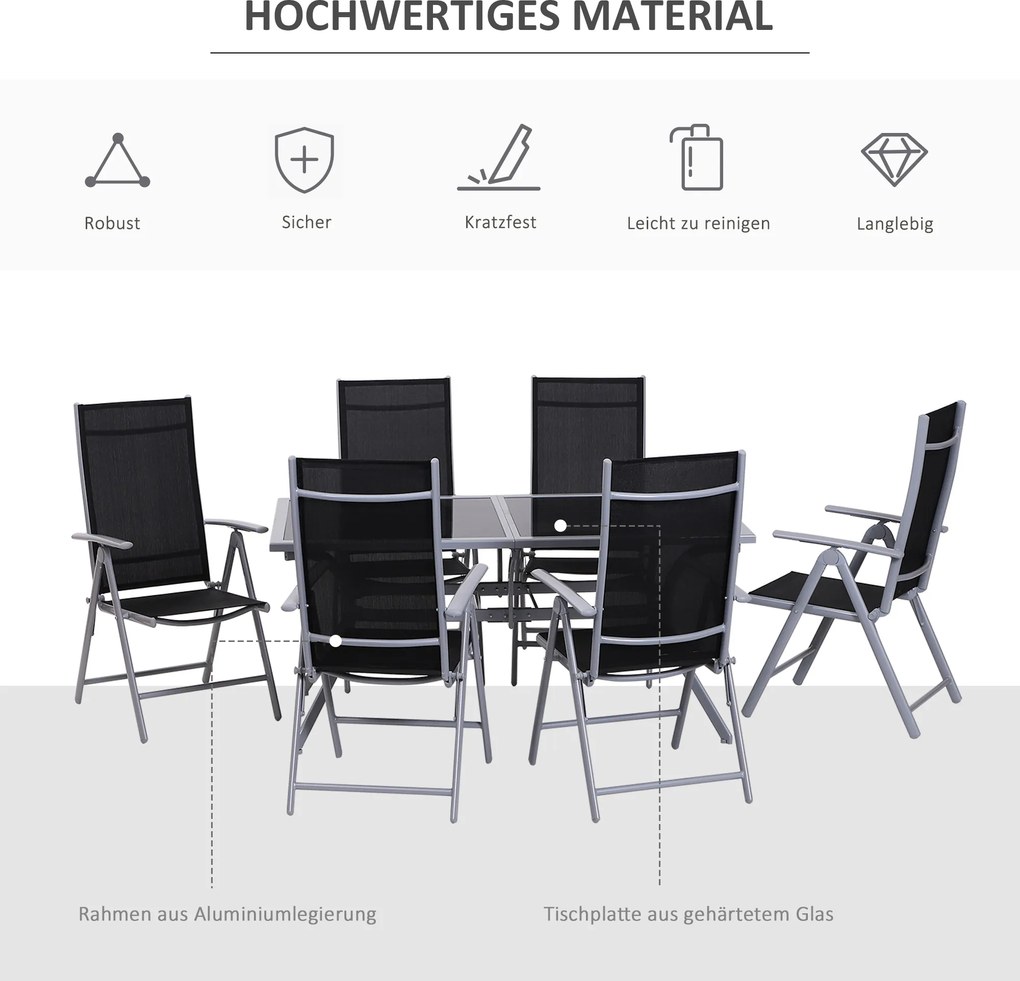 Outsunny 7-częściowy zestaw mebli ogrodowych aluminiowy stół i krzesła do ogrodu tarasu | Aosom PL
