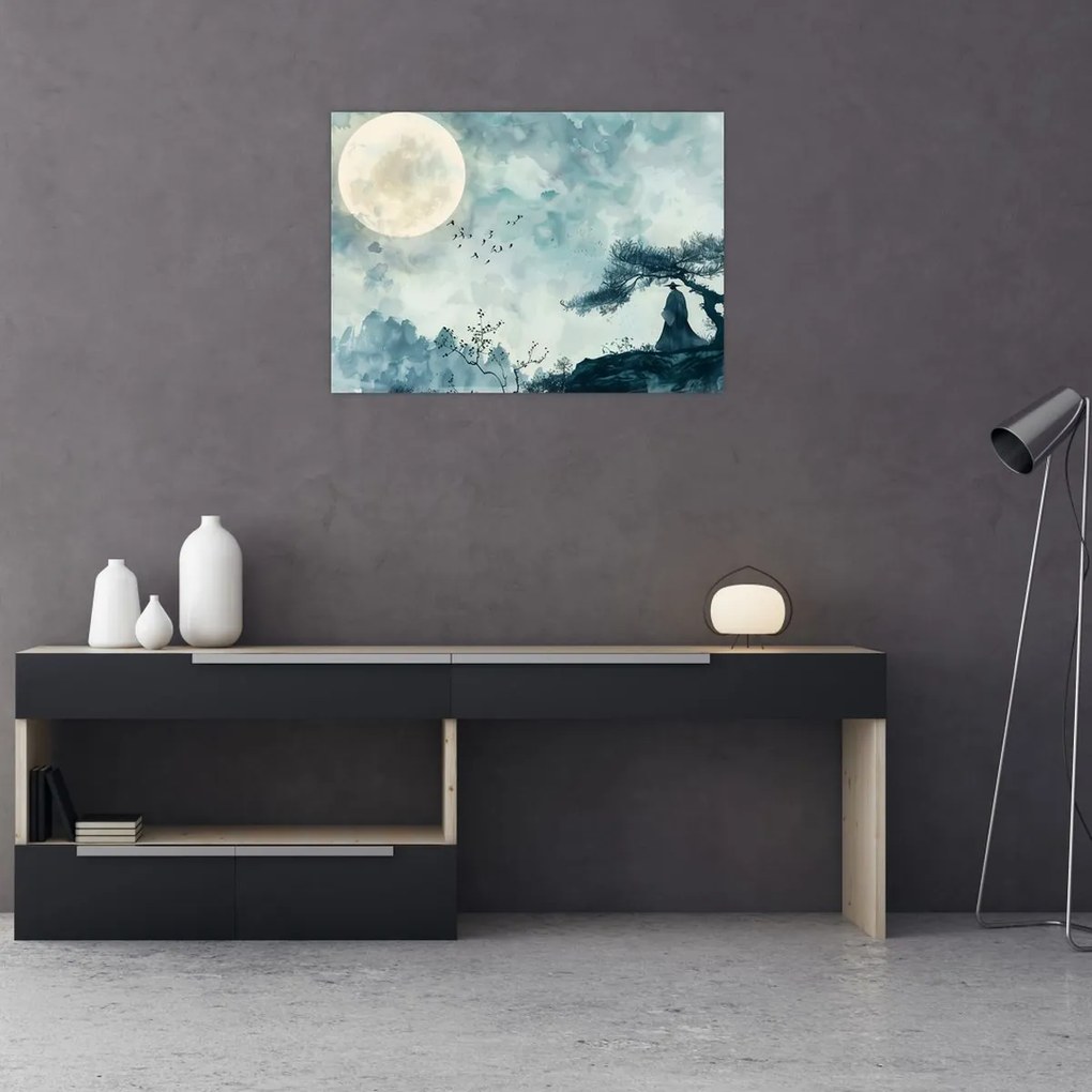 Obraz - Malowanie księżyca w pełni (70x50 cm)