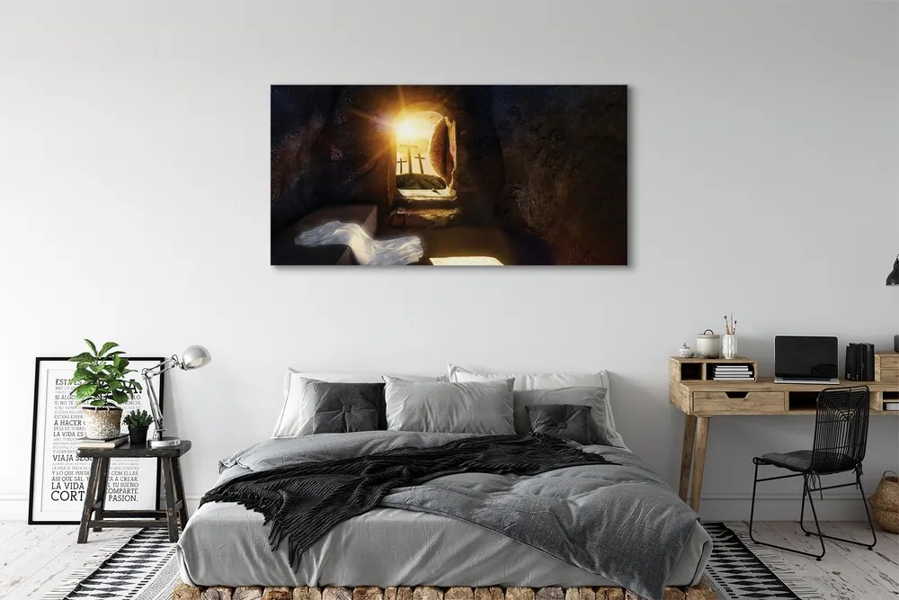 Duży obraz na płótnie Jaskinia, Krzyże i Słońce