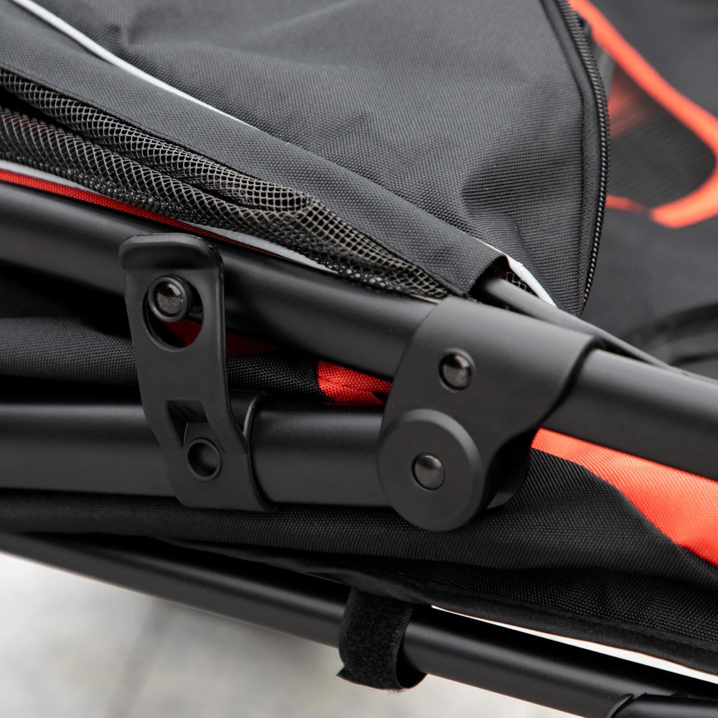 Outsunny Wózek dla Psa Podwójne Zabezpieczenie Składany Czerwony | Aosom PL