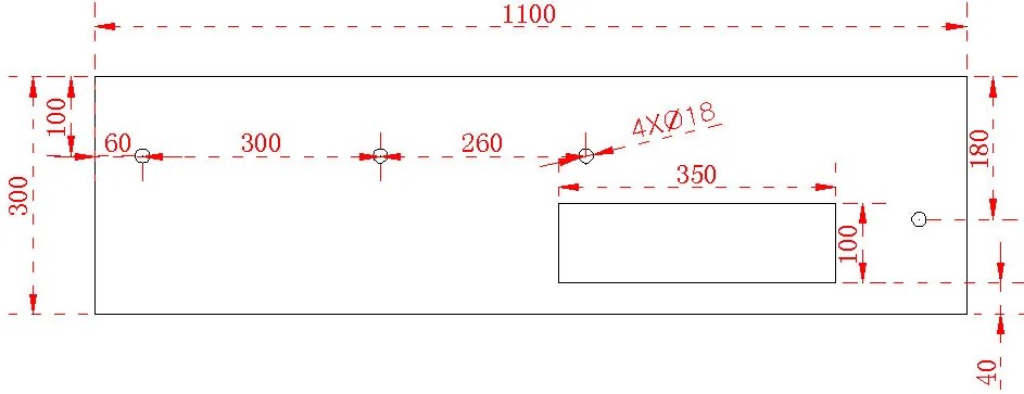 Umywalka ścienna TWG36 z odlewu mineralnegoBiały mat - z półką po prawej stronie - 110 x 40 x 30 cm