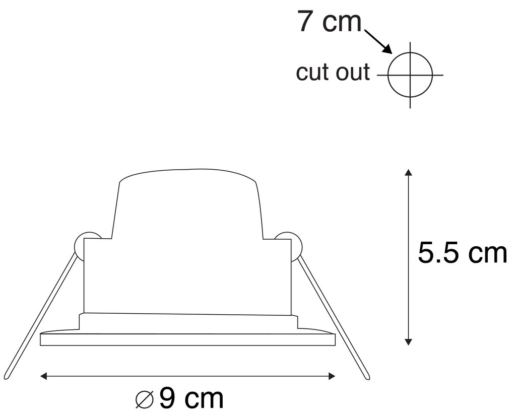Zestaw 6 wpuszczanych reflektorów białych w komplecie z LED 3-stopniowy ściemniacz IP65 - Blanca