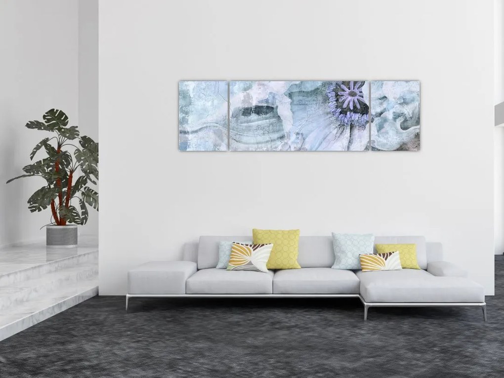 Obraz - Kwiatowy fresk na ceglanej ścianie (170x50 cm)