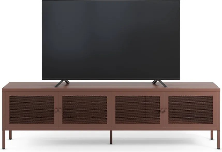 Bordowa metalowa szafka pod TV 160x50x35 cm Fayna – Marckeric