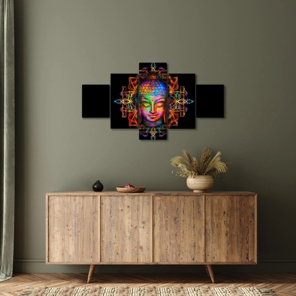 Obraz - Popiersie Buddy w neonowych kolorach (125x70 cm)