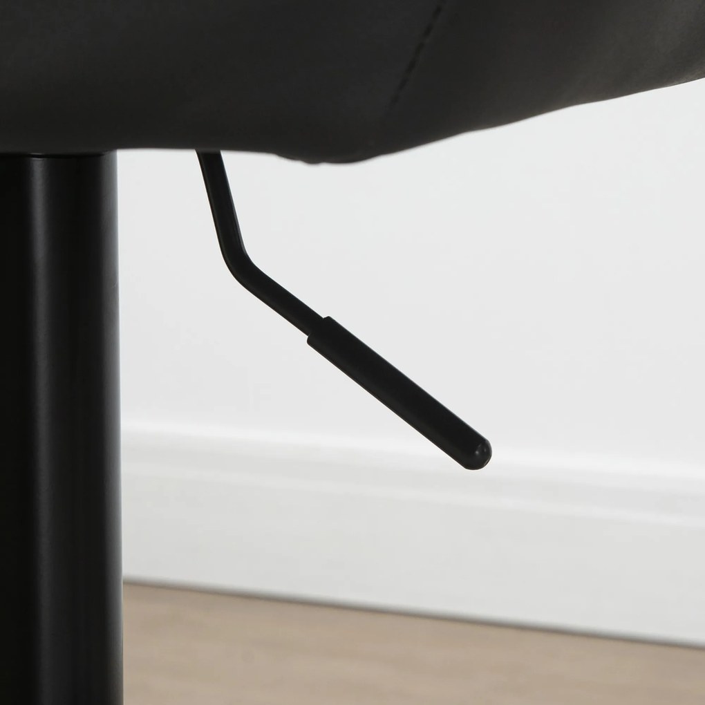 HOMCOM Zestaw 2 stołków barowych retro regulowana wysokość szare skórzane z czarnymi nogami | Aosom PL