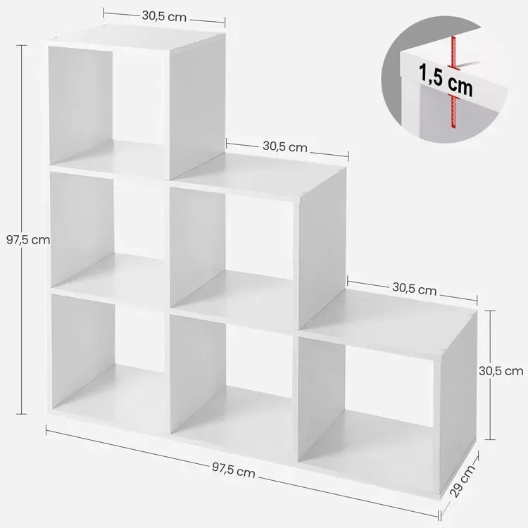 Biały regał schodkowy ażurowy - Acos 3X