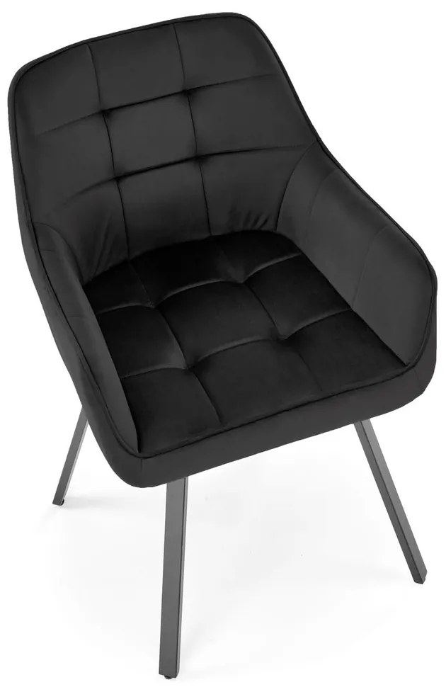 Krzesło do jadalni obrotowe z podłokietnikami czarne welurowe K588