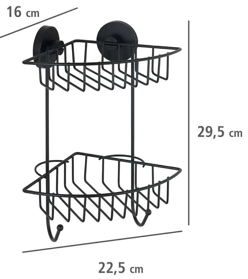 Półka pod prysznic BARI Vacuum-Loc, dwupoziomowa, metalowa, WENKO