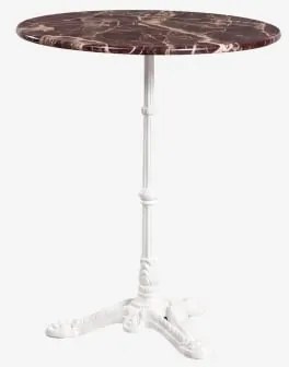 Okrągły Stolik Barowy Ø60cm Z Naturalnego Kamienia Azteca Czerwony Marmur Cherry Gold - Lodowcowa Biel - Sklum