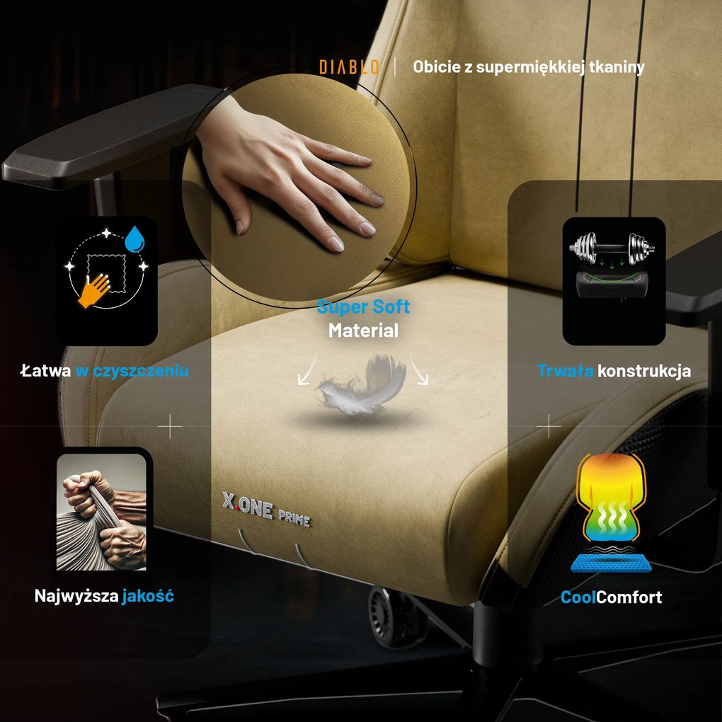 Fotel gamingowy Diablo X.One Prime, Broken Gold, Normal Size