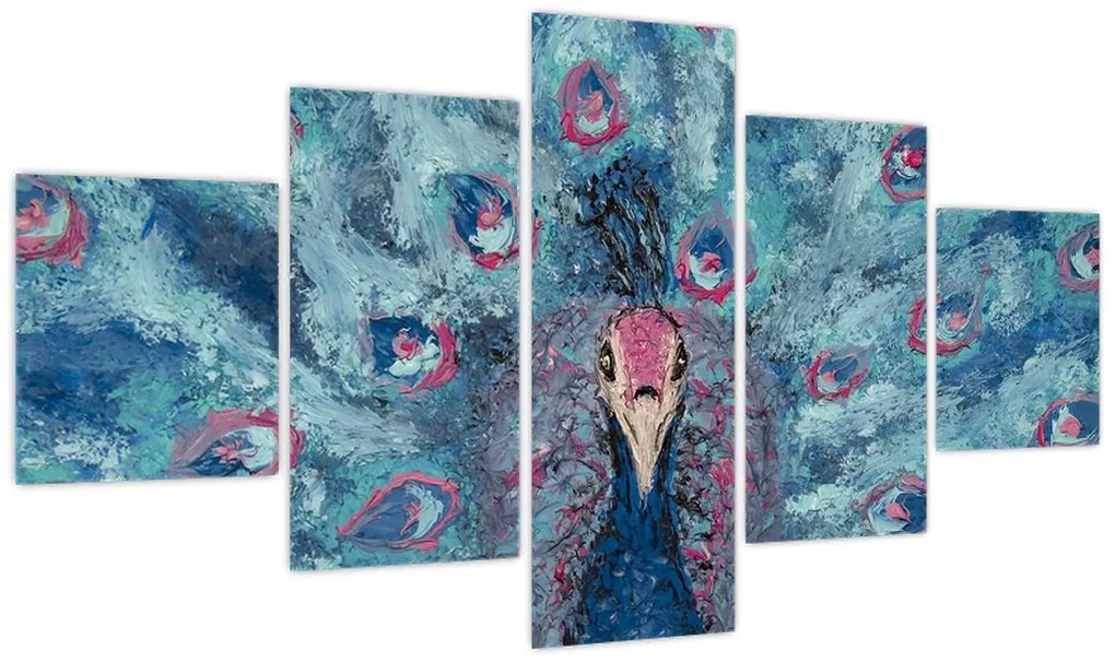 Obraz namalowanego pawia (125x70 cm)