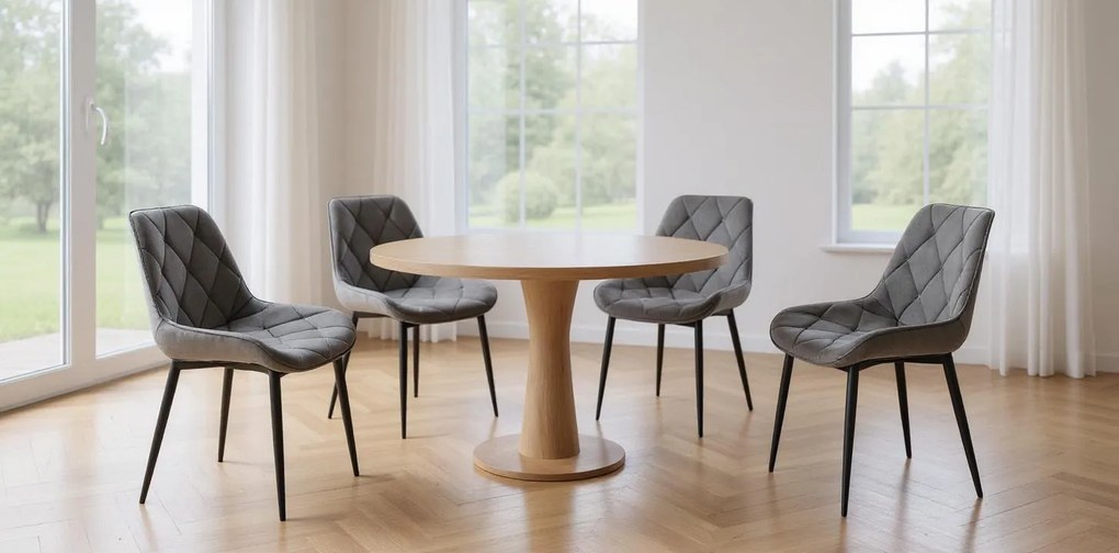 Aksamitne krzesło do jadalni TOR, ciemnoszare