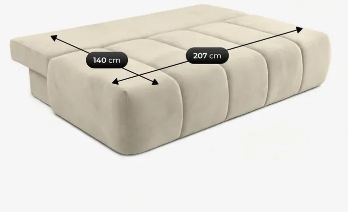 Sofa z Funkcją Spania SARIA Kremowa Welurowa Nowoczesna