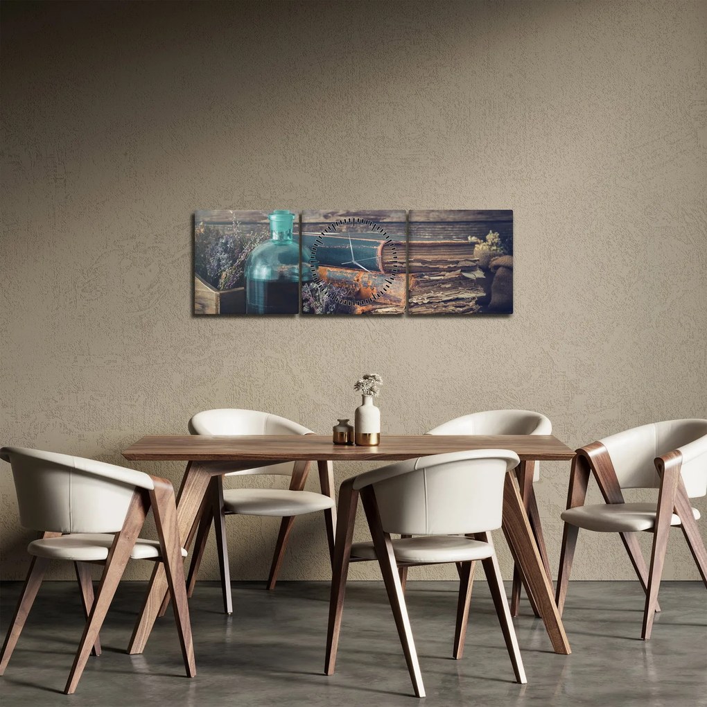 Obraz - Stolik aptekarki (z zegarem) (90x30 cm)