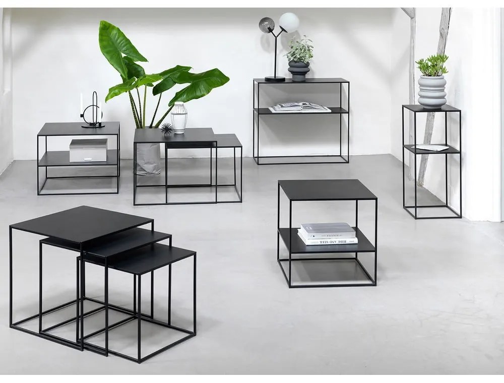 Czarna metalowa konsola 35x90 cm Pebble – Unique Furniture