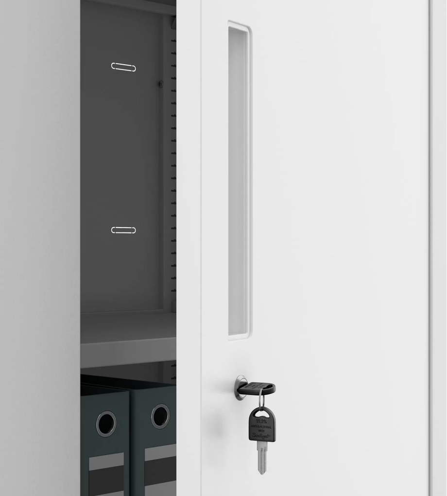 Szafa modułowa metalowa wielofunkcyjna z szufladą biała MEGAN 1850 x 900 x 400 mm