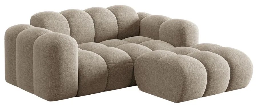 Jasnobrązowy narożnik z tkaniny szenilowej (prawostronny/z szezlongiem) Treno – Cosmopolitan Design