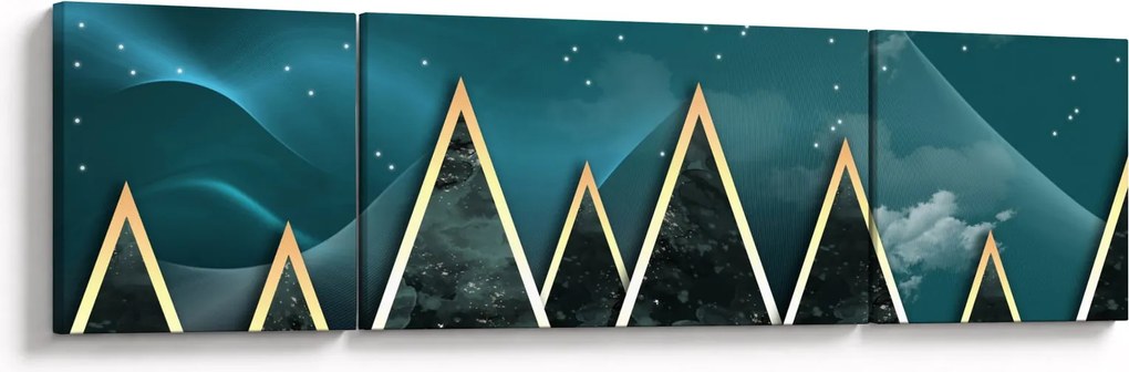 Obraz - Księżyc w pełni nad złotymi górami (170x50 cm)