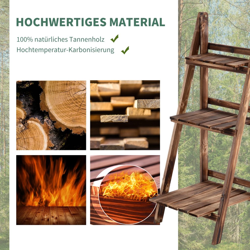 Stojak na kwiaty regał 3 półki drewno outsunny