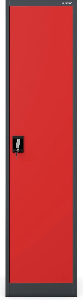 Szafa na akta kartotekowa na klucz antracytowo-czerwona: ALEX 450 x 1850 x 400 mm