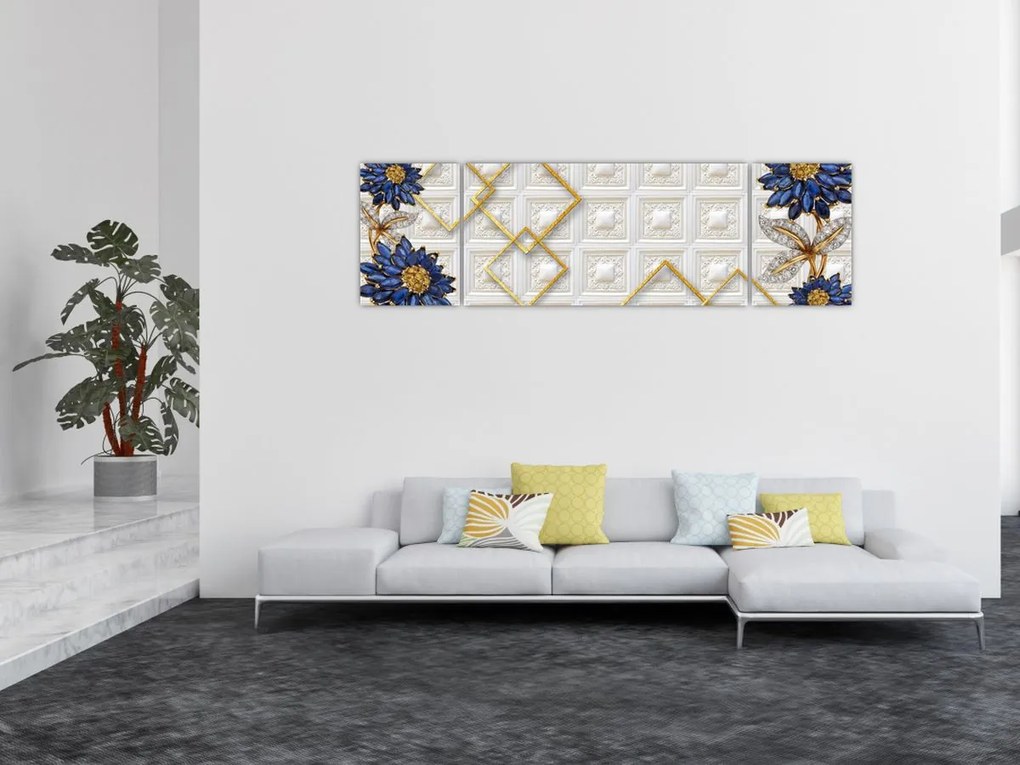 Obraz - Diamentowe kwiaty (170x50 cm)