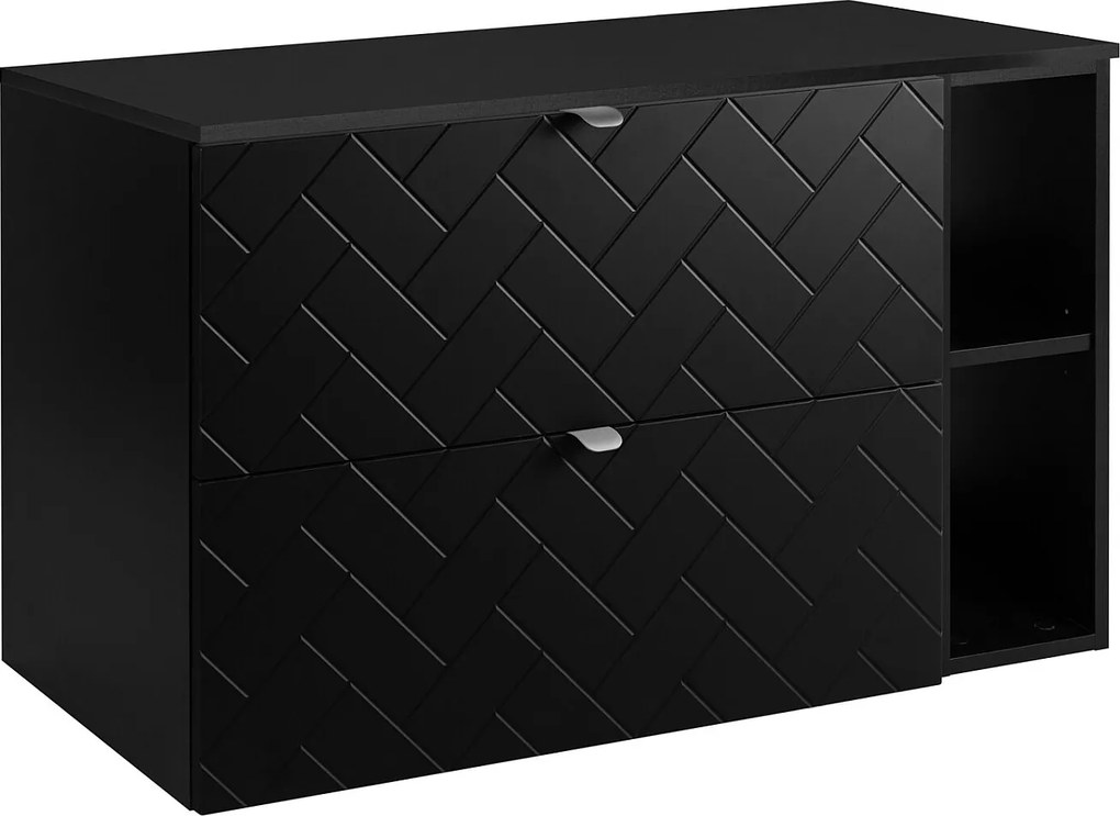 Meble łazienkowe, Czarny Mat, 100 x 57 x 46 cm, uchwyty srebrne