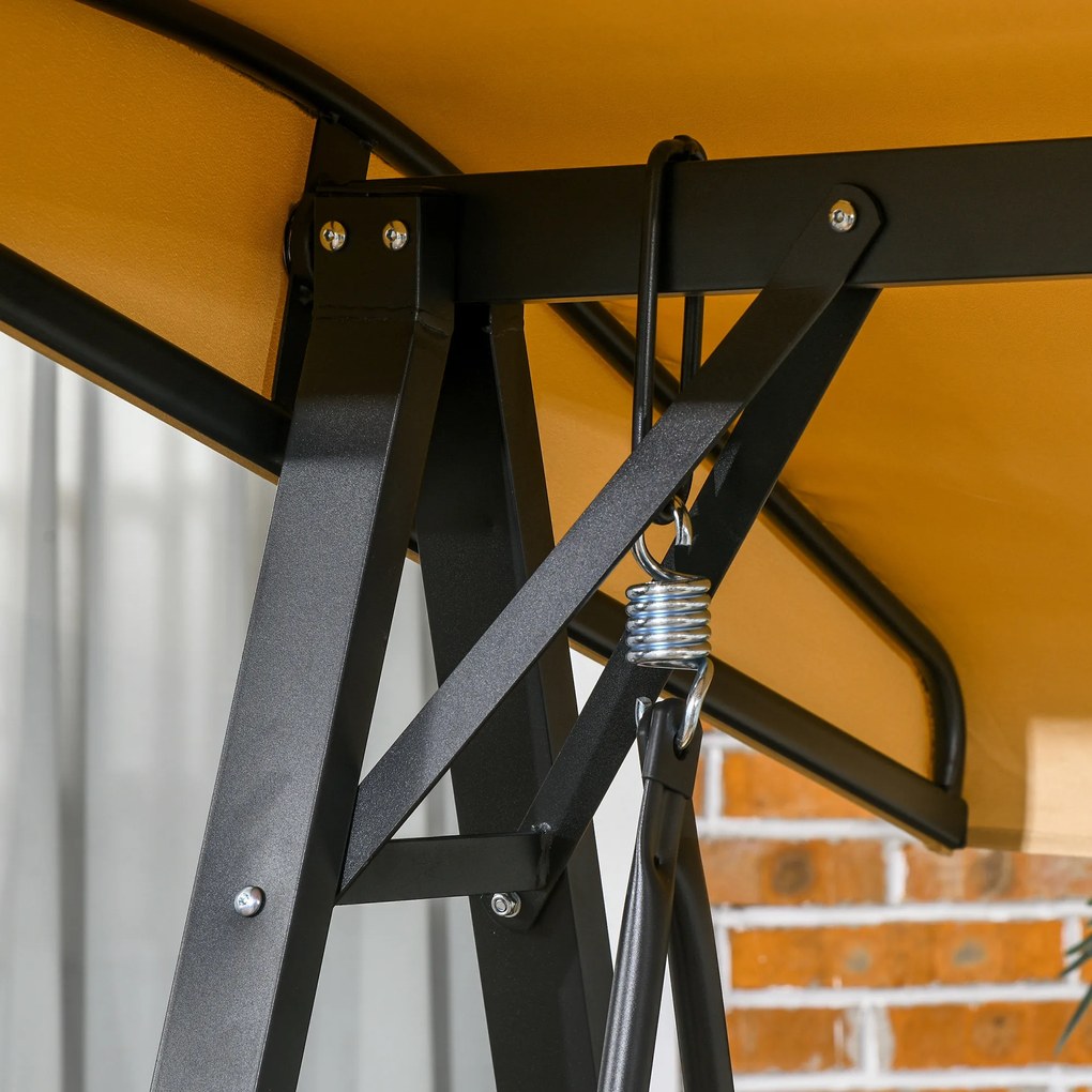 Outsunny Huśtawka Hollywood, 2-osobowa Huśtawka Ogrodowa z Regulowanym Dachem, do 220 kg, 138 x 106 x 174 cm, Beżowa