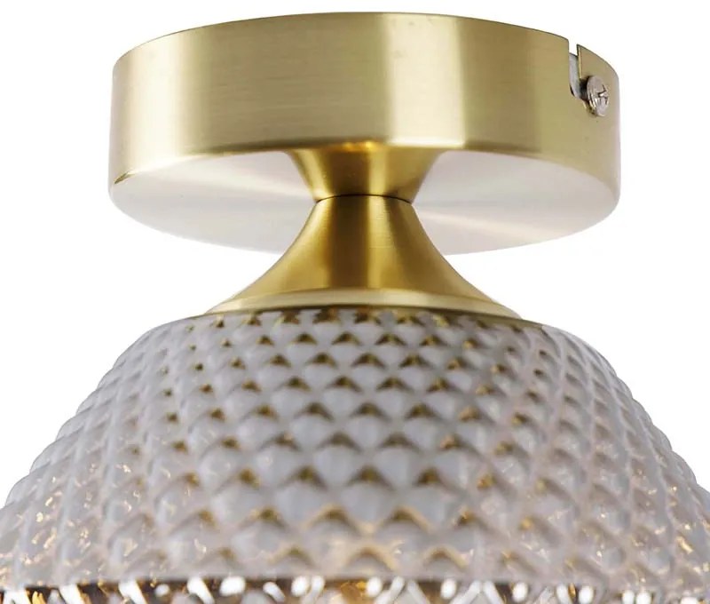 Lampa sufitowa w stylu art deco mosiądz z dymionym szkłem - Karce ArtDeco Oswietlenie wewnetrzne