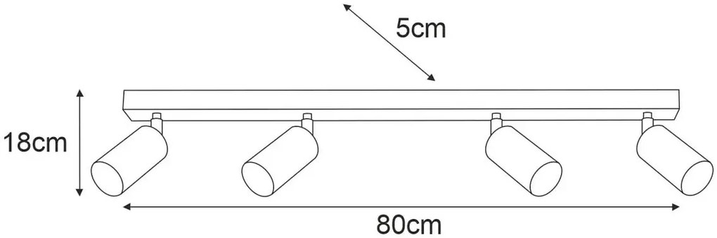Beżowa lampa sufitowa z 4 reflektorami D8-R64