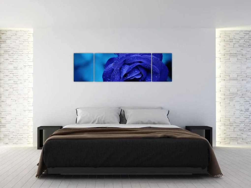 Obraz niebieskiej róży (170x50 cm)