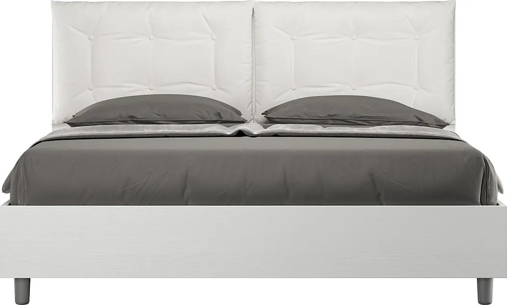 Łóżko bez stelaża 160x200 Frassino biała poduszkami sztucznej skóry biały Egos Annalisa