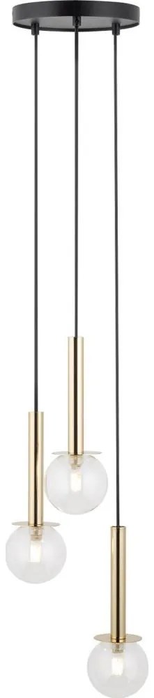 Żyrandol na lince DAISY 3xG9/12W/230V śr. 27 cm złoty/czarny/przezroczysty