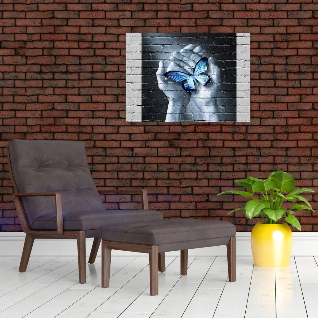 Obraz - Motyl na ścianie (70x50 cm)