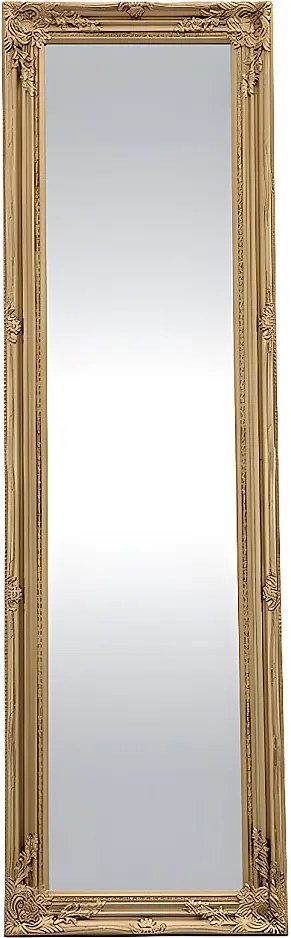 Lustro stojące HONORE z tłoczeniami – drewno eukaliptusowe – wys. 170 cm – kolor złoty