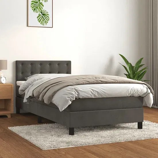 Ciemnoszare kontynentalne łóżko 90x200 - Lisila 4X