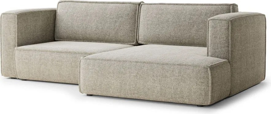 Beżowy rozkładany narożnik ze schowkiem z tkaniny szenilowej (prawostronny/z szezlongiem) Velto – Maison de Rêve