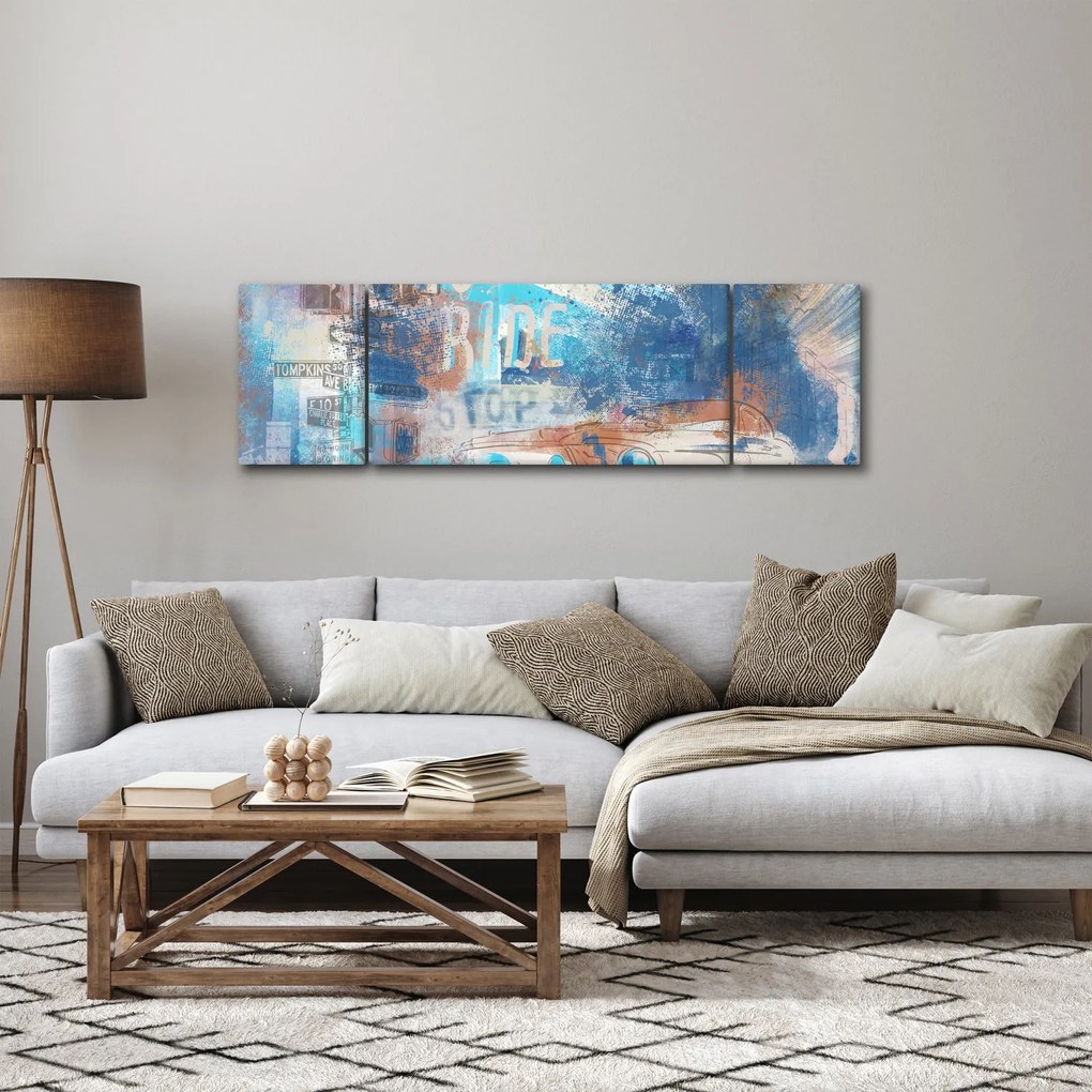 Obraz - Urodzony, by jeździć, niebieskie odcienie (170x50 cm)
